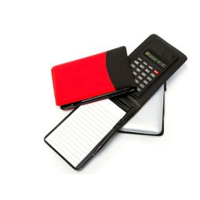 Calculadora com capa e bloco de anotação personalizado